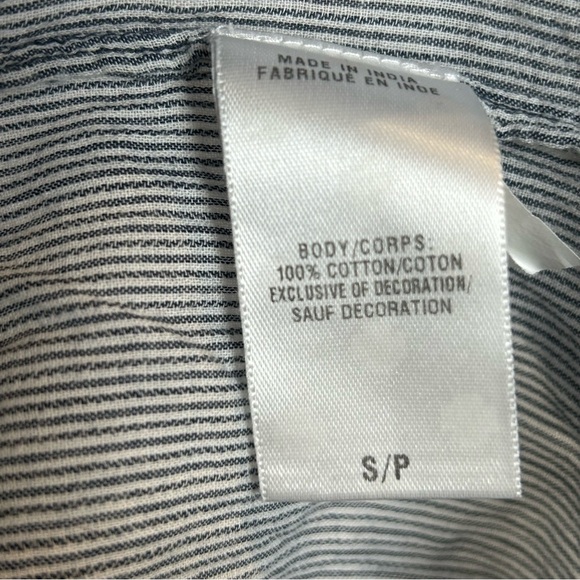 Lucky Brand Striped Peasant Top With Colorful Neck & Cuff Detail Bohemian - Picture 7 of 11